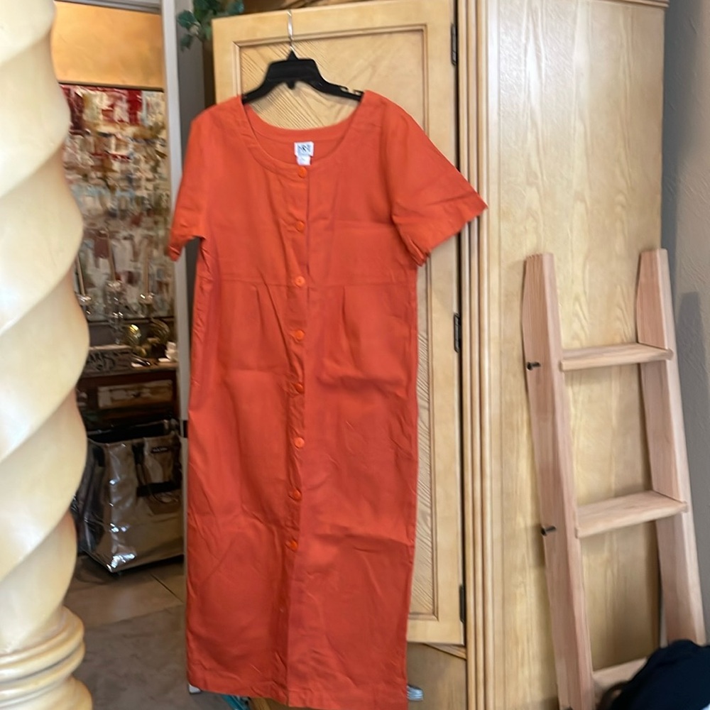 Vintage JRT linen blend rust dress size 8
